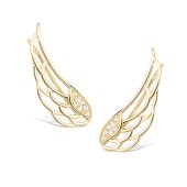 Cercei ear cuffs argint placati cu aur galben model aripi cu pietre DiAmanti Z1438E_G-DIA